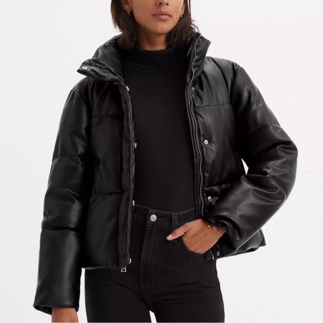Levi’s Black Puffer Jacket Faux Leather